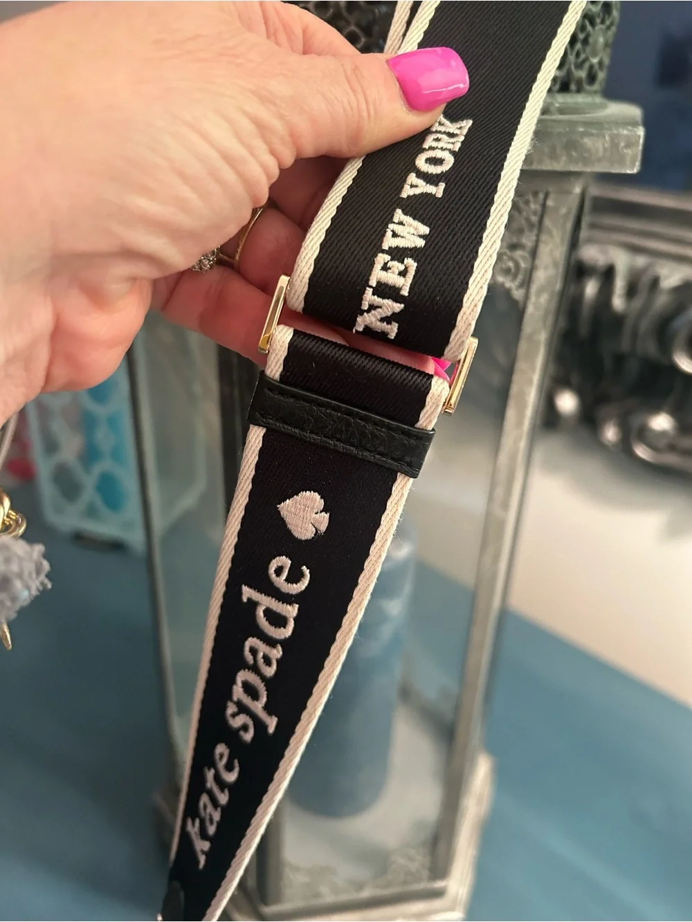 Kate Spade Rosie Black Pebbled Leather Crossbody Black/Cream Logo Strap - Picture 3 of 17